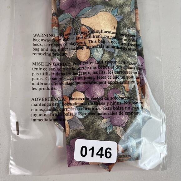 Christian Dior Monsieur 100% Silk Neck Tie Spring Flowers Fruit Green Purple - Picture 7 of 7